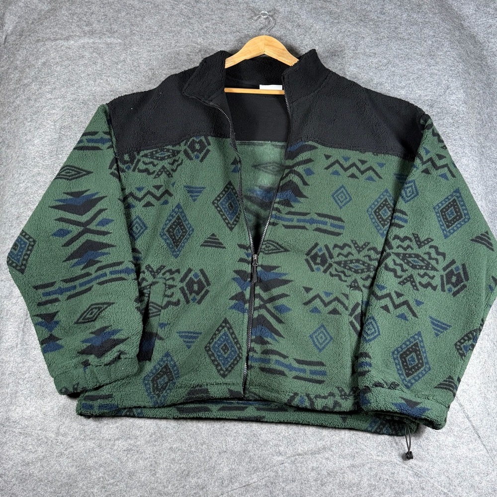 River Trail‎ Southwestern Aztec Fleece Jacket Green 2XL NWT Unisex Men Sizing